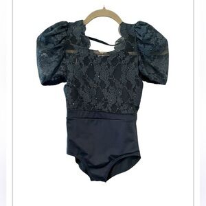 Weissman Blue Lace Puff Sleeve Balletcore Dance Costume Outfit Size MC